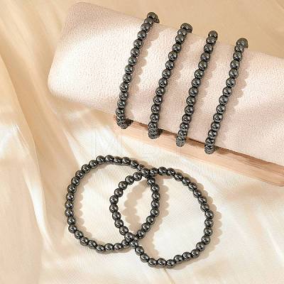 Synthetic Non-magnetic Hematite Beaded Stretch Bracelets BJEW-D446-B-22-1