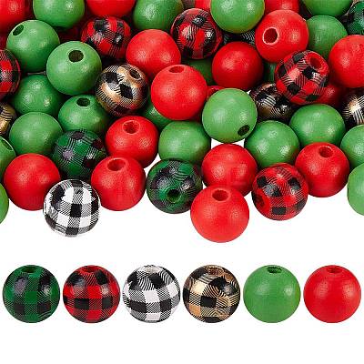 Painted Natural Wood Beads WOOD-SZ0001-08-1