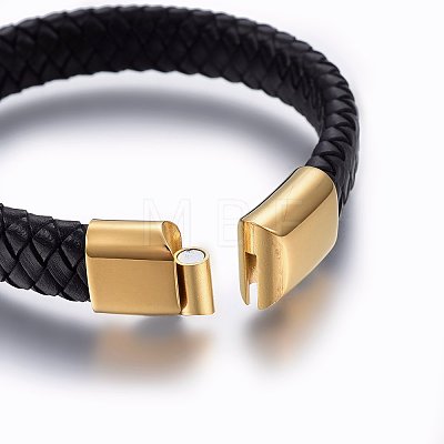 Leather Braided Cord Bracelets BJEW-E345-13B-G-1