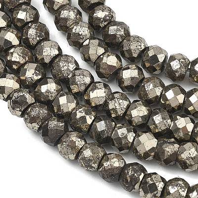 Natural Gold Pyrite/Golden Pyrite Beads Strands G-L051-8x5mm-02-1