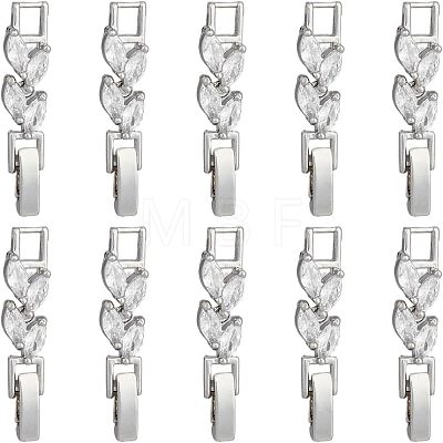 10Pcs Brass Clear Cubic Zirconia Watch Band Clasps ZIRC-FH0001-38P-1