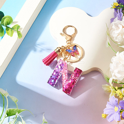 Alloy Resin Butterfly Keychains KEYC-TADJ0002-02G-N-1