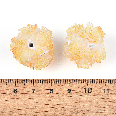 Polymer Clay Rhinestone Beads with Embossed Resin Roses RESI-T059-04K-1