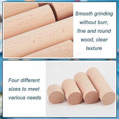  20Pcs 4 Style Round Wooden Sticks WOOD-NB0002-16A-1