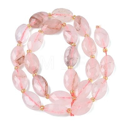 Natural Red Hematoid Quartz/Ferruginous Quartz Beads Strands G-A295-A07-01-1