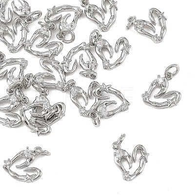 SHEGRACE Valentine's Day Brass Micro Pave Clear Cubic Zirconia Charms XGRQ4N444-704P-1