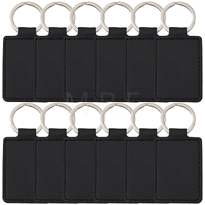 CutHollow 12Pcs Rectangle Imitation Leather Pendant Keychain KEYC-CL0001-11A-1