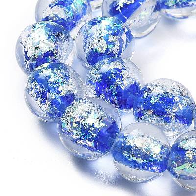 Handmade Foil Lampwork Beads Strands FOIL-K003-06B-24-1