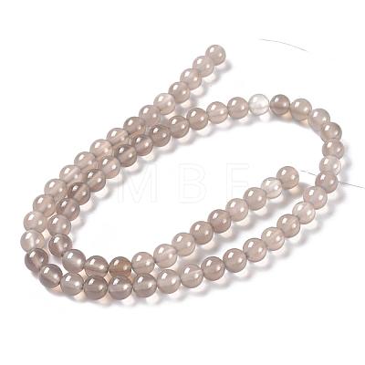 Natural Grey Agate Bead Strands G-R193-12-6mm-1