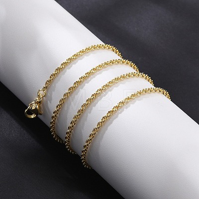 2mm Brass Rope Chain Necklaces for Men Women NJEW-G160-20G-1