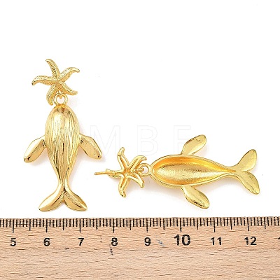 Ocean Theme Brass Dangle Stud Earrings EJEW-F400-04A-G-1