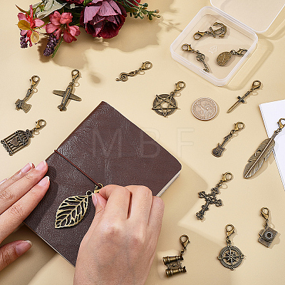 16Pcs Alloy Pendant Decorations HJEW-CP00083-1