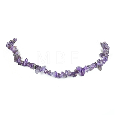 Natural Amethyst Chips Beaded Necklace NJEW-FZ00004-09-1