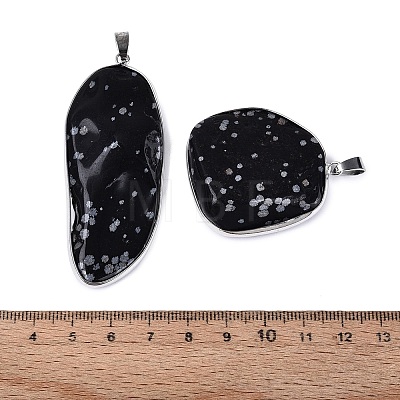 Natural Snowflake Obsidian Pendants G-N362-04P-01-1