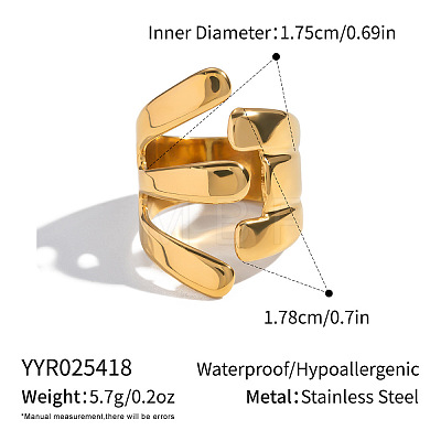 Irregular 304 Stainless Steel Cuff Open Rings for Women WV0171-1