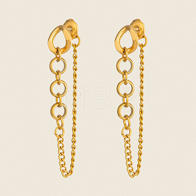 304 Stainless Steel Chain Tassel Stud Earrings for Women LS-IO3537-1-1