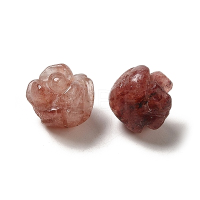 Natural Strawberry Quartz Carved Flower Beads G-O156-B-22-1