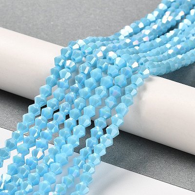 Opaque Solid Color Electroplate Glass Beads Strands GLAA-F029-P4mm-A12-1