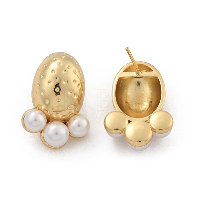 Brass Oval Stud Earrings EJEW-R016-07G-1