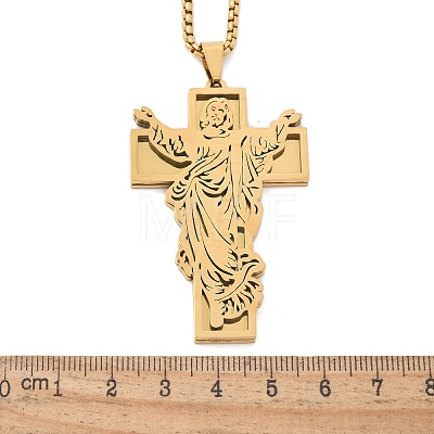 304 Stainless Steel Religion Pendant Necklaces NJEW-Z058-04G-1