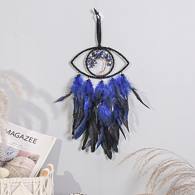 Iron Woven Web/Net with Feather Pendant Decorations PW-WG26336-01-1