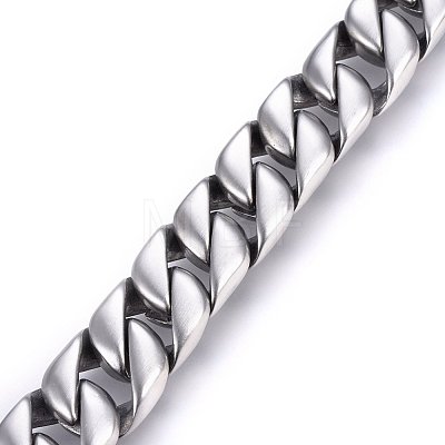 304 Stainless Steel Curb Chains Bracelets BJEW-E346-14A-P-1