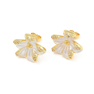 Brass Micro Pave Cubic Zirconia Stud Earring Findings CU-CBAA5EE-04G-04-1