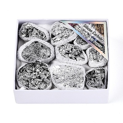 8~12Pcs Electroplated Natural Coal Quartz Geode Cornucopia Mineral Specimen G-N360-03D-1
