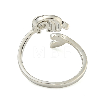 Cute Panda Brass Enamel Open Cuff Ring for Women RJEW-M016-01P-1