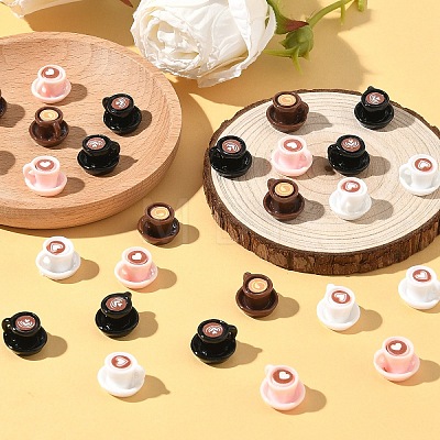 60Pcs 4 Colors Resin Coffee Miniature Ornaments DOLL-YW0001-03-1