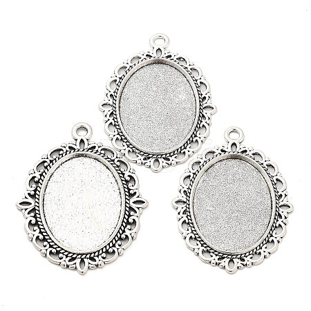 Tibetan Style Alloy Pendant Cabochon Settings FIND-XCP0002-93AS-1