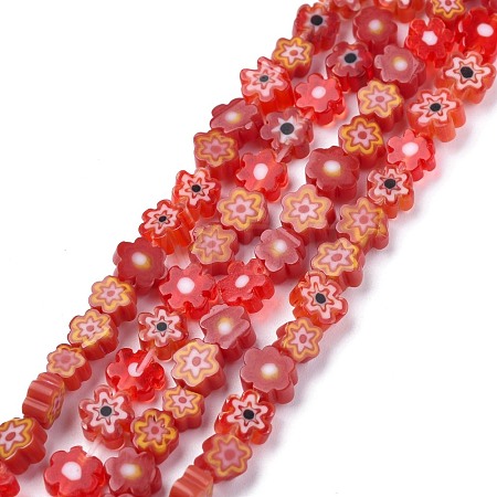 Handmade Millefiori Glass Bead Strands X-LAMP-J035-6mm-07-1