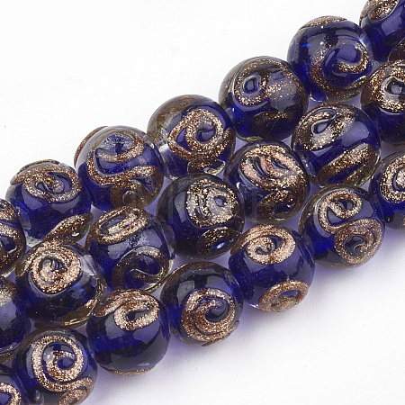 Handmade Gold Sand Lampwork Beads LAMP-T006-06C-1