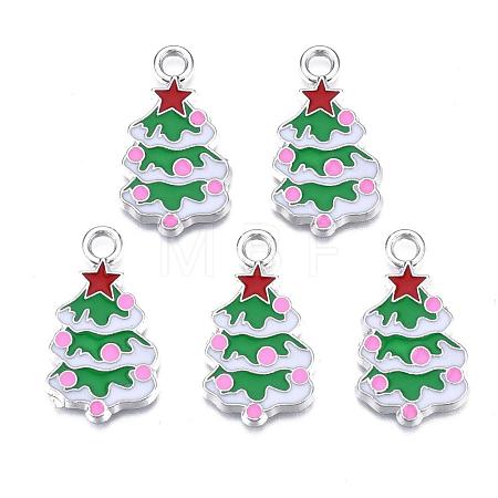 Christmas Tree Alloy Enamel Pendants ENAM-R041-18-1
