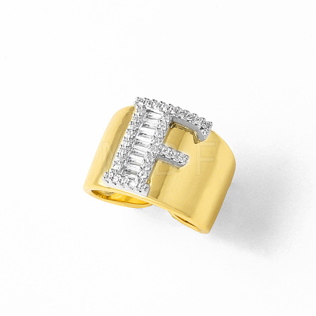 Brass Micro Pave Clear Cubic Zirconia Cuff Open Rings FS-WGA5D1D-06-1