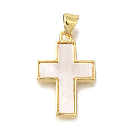 Brass Shell Pendants KK-R002-01G-1