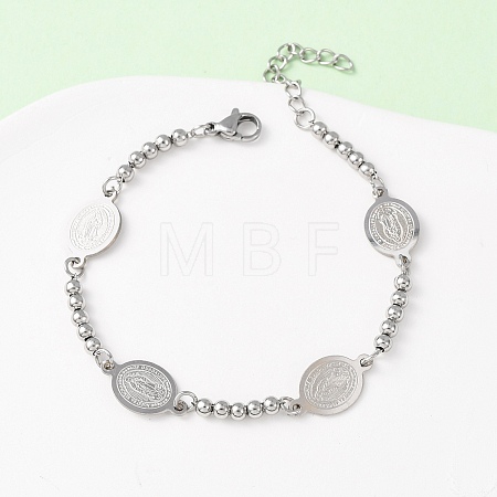 Religion 304 Stainless Steel Link Bracelets BJEW-F524-04B-P-1