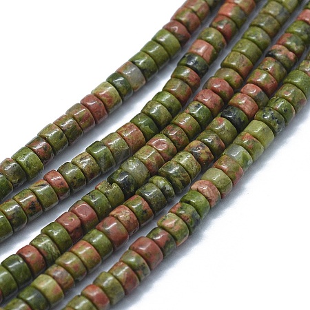 Natural Unakite Beads Strands G-F631-A12-1