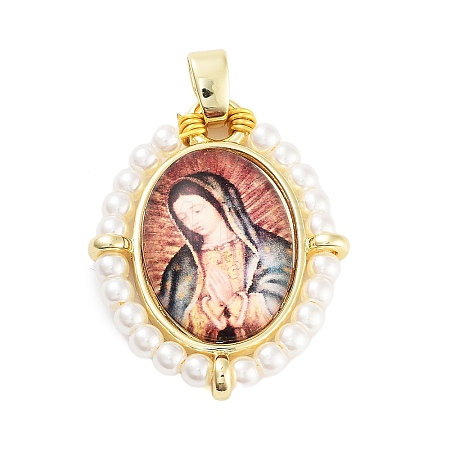 Rack Plating Brass Enamel Pendants KK-C056-07G-09-1
