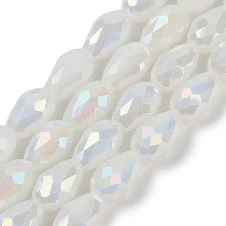 Opaque Solid Color Electroplate Glass Beads Strands LS-EGLA-N013-J8mm-B03-1