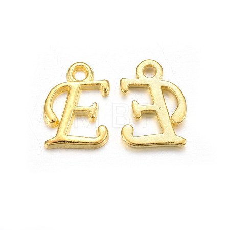 Golden Plated Alloy Letter Pendants X-PALLOY-J718-01G-E-1