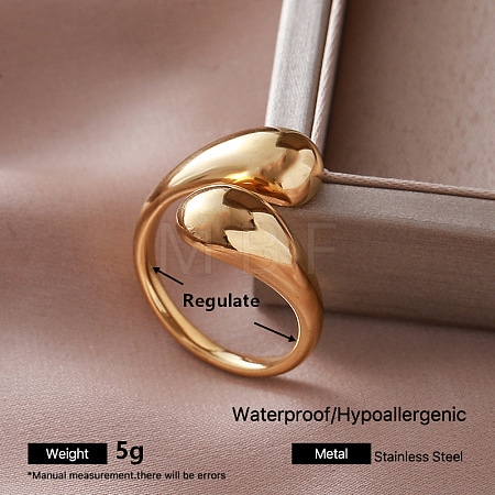 Irregular 304 Stainless Steel Cuff Open Rings for Women UC0575-4-1
