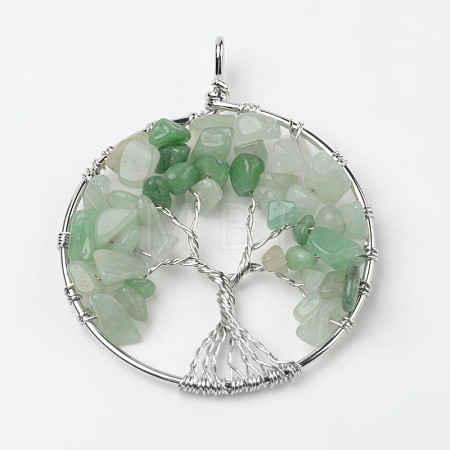 Tree of Life Natural Green Aventurine Big Pendants G-L455-D08-1
