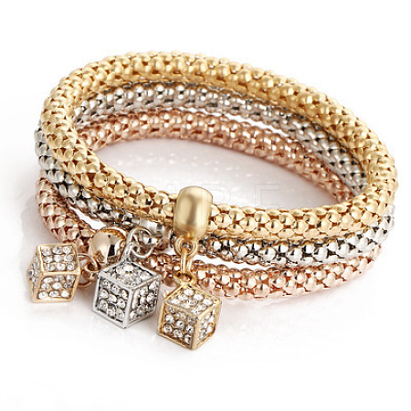 3Pcs Alloy Rhinestone Charm Bangle Set FS-WG4938A-13-1