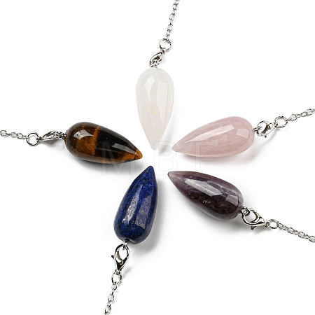 Mixed Natural Gemstone Bullet Charm G-Q1002-07P-1