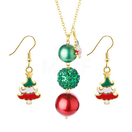 Christmas Alloy Enamel Pendant Necklaces & Dangle Earrings FS-WG15A06-04-1
