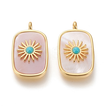 Natural Pink Shell Pendants KK-P184-01B-01G-1