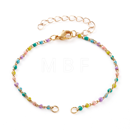 304 Stainless Steel Enamel Curb Chains Bracelet Makings AJEW-JB00888-01-1