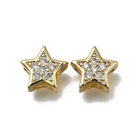 Star Brass Micro Pave Clear Cubic Zirconia Slide Charms ZIRC-I070-013G-1