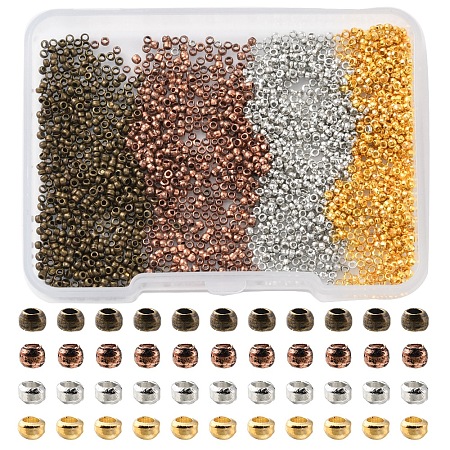 2200Pcs 4 Style Brass Crimp Beads KK-FS0001-19-1